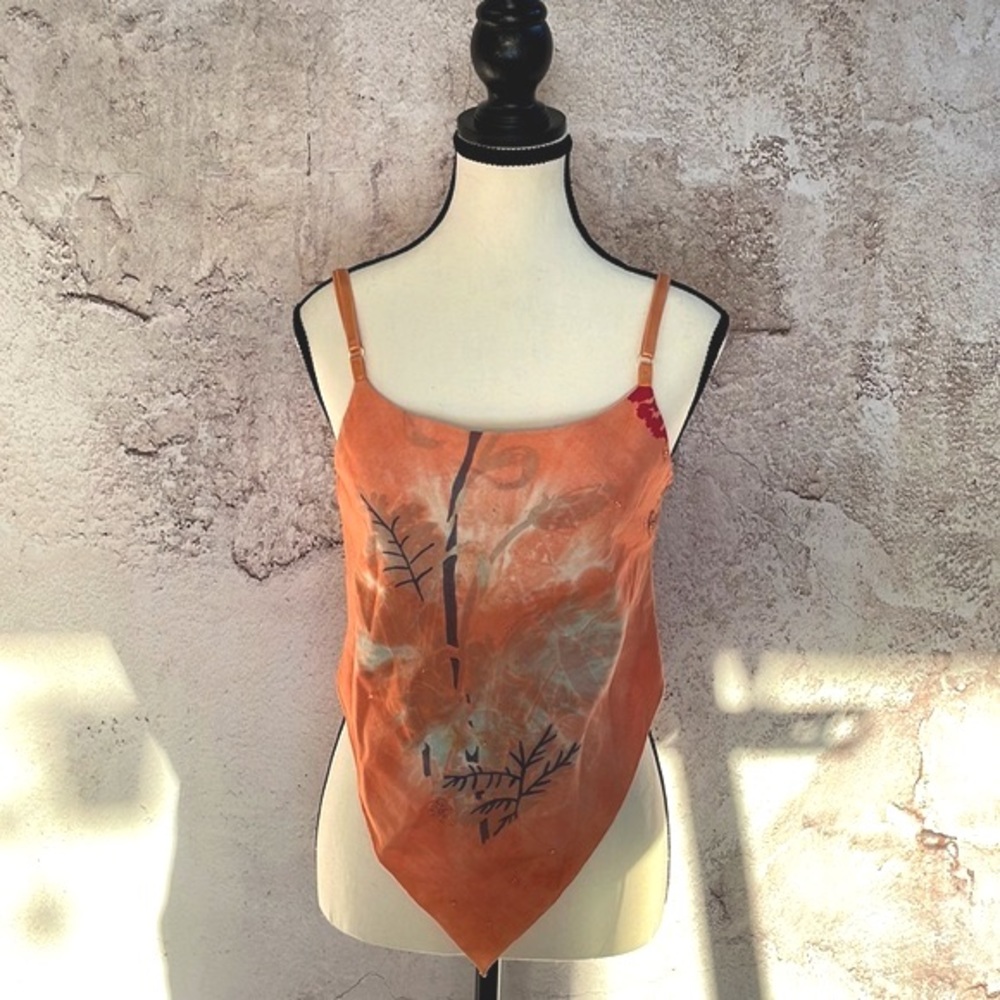 Vintage cotton boho beads cami top made in USA